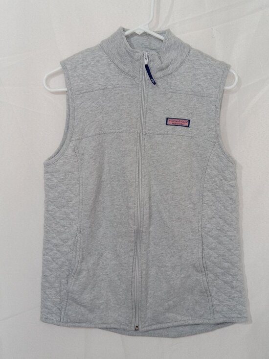 Vineyard Vines Jackets & Blazers - Vineyard Vines Gray Full Zip Quilted Side Vest Womens Small Preppy Coastal